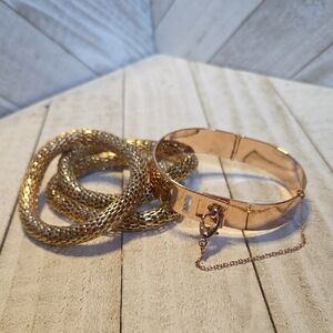 Set Of Braceletts 3 Faux Yellow Gold + 1 Faux Rose Gold Cuff